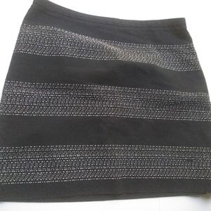 LOFT Black w/ White Stripes Cotton Lined Skirt